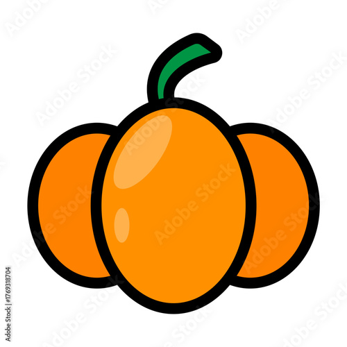 Pumpkin Filled Icon — Halloween Autumn Vegetable Vector Illustration
