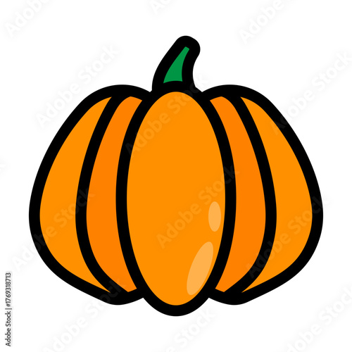 Pumpkin Filled Icon — Halloween Autumn Vegetable Vector Illustration