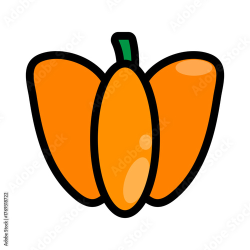 Pumpkin Filled Icon — Halloween Autumn Vegetable Vector Illustration