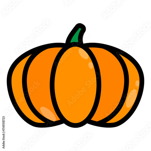 Pumpkin Filled Icon — Halloween Autumn Vegetable Vector Illustration
