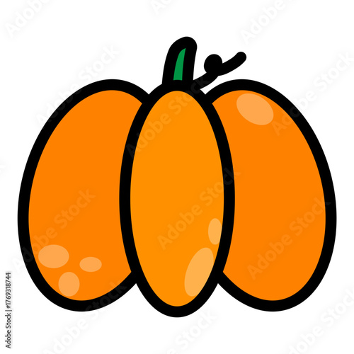 Pumpkin Filled Icon — Halloween Autumn Vegetable Vector Illustration