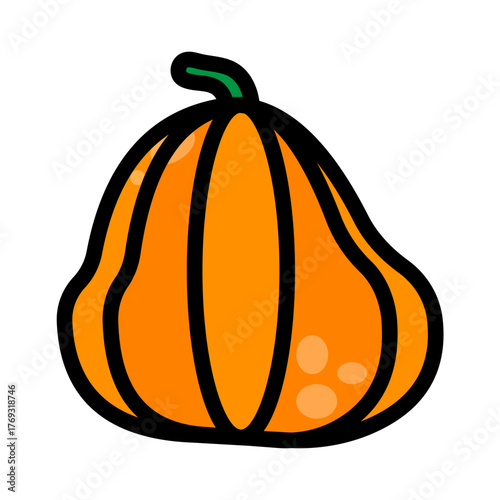Pumpkin Filled Icon — Halloween Autumn Vegetable Vector Illustration