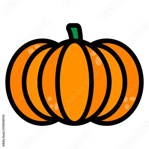 Pumpkin Filled Icon — Halloween Autumn Vegetable Vector Illustration