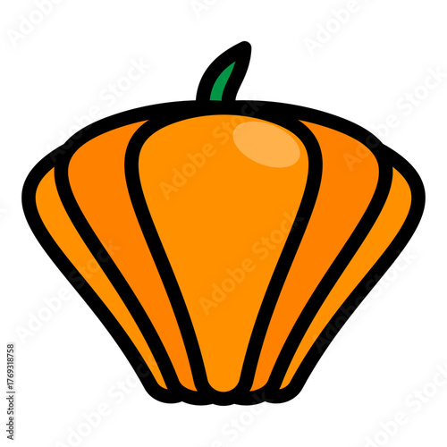 Pumpkin Filled Icon — Halloween Autumn Vegetable Vector Illustration