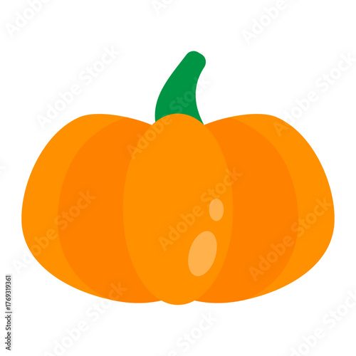 Pumpkin Flat Icon — Halloween Autumn Vegetable Vector Illustration