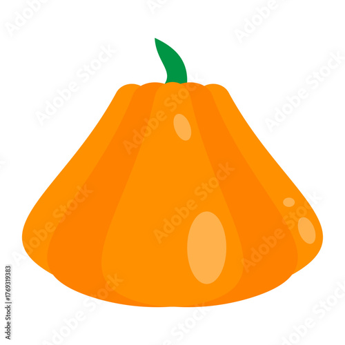 Pumpkin Flat Icon — Halloween Autumn Vegetable Vector Illustration