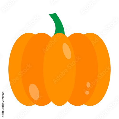 Pumpkin Flat Icon — Halloween Autumn Vegetable Vector Illustration