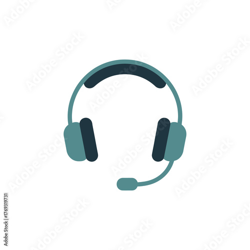 Blue headset with a microphone icon for communication and customer support