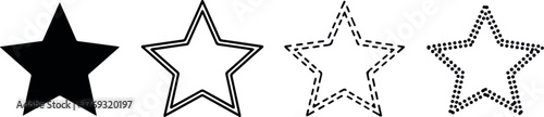 Star vector icons. Set of star symbols isolated.