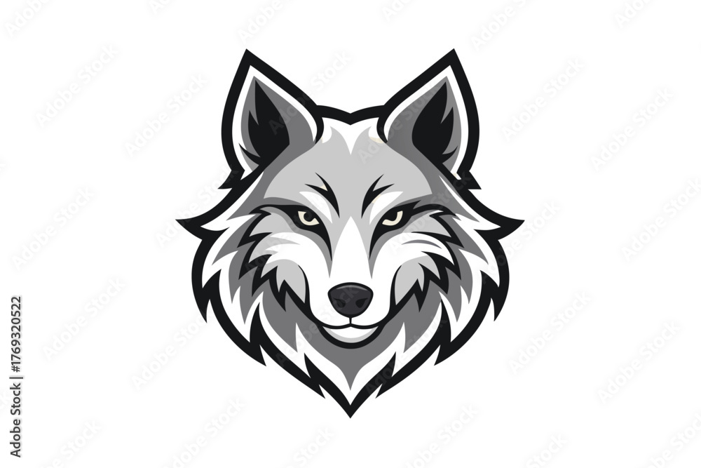 Naklejka premium wolf head logo vector in white background