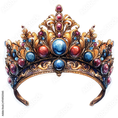 watercolor of Tiara, vector, isolated on a white background.