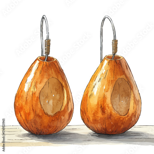 watercolor of Threader Earrings, vector, isolated on a white background.