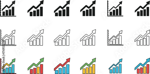 Set of graph icons, business chart diagram vector illustration