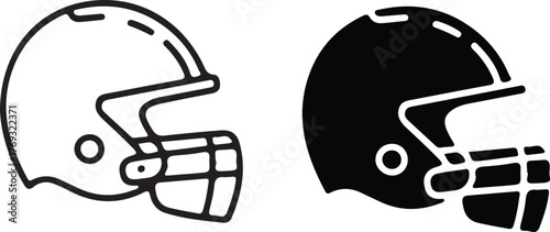 American football helmet outline and silhouette for sports theme design