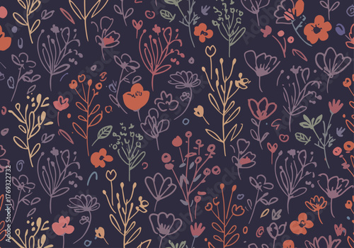 Summer pattern with hydrangea flowers drawn in pencil and watercolor for textiles and design