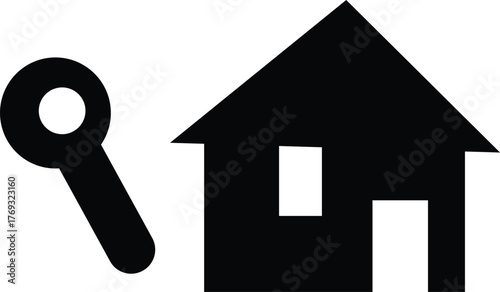 House and key icon representing real estate or new home ownership