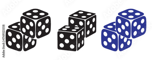 Stacked dice in black and blue color vector illustration design