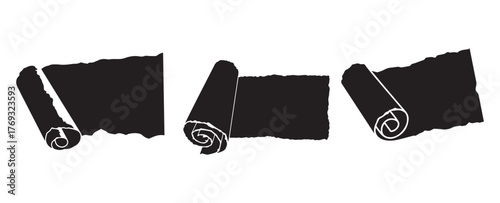 Torn paper scroll set collection vector design graphic element templates