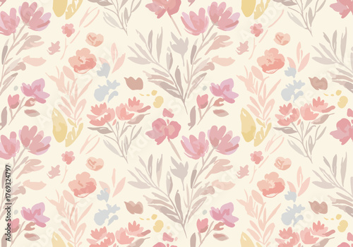 Big red flowers on green background. Design for print, wallpaper, textile