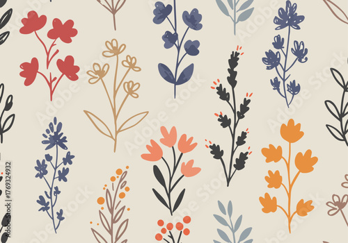 Watercolor Vintage seamless pattern. Hand drawn floral background