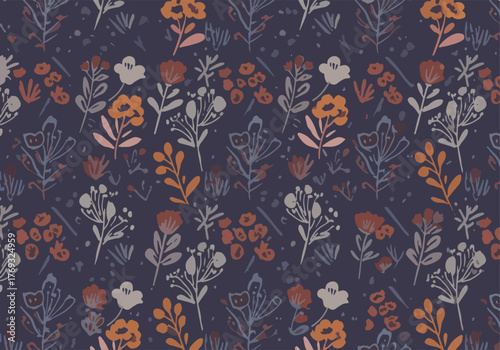 Watercolor seamless floral spring pattern for kids textile with fine