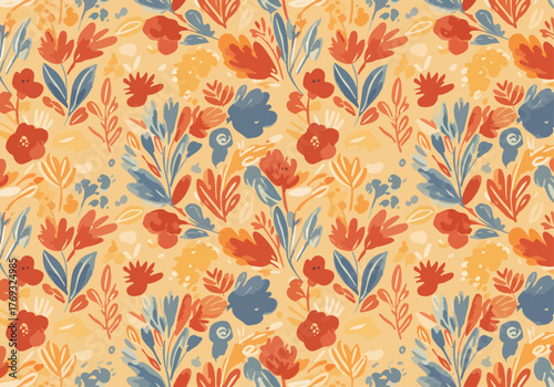 Vector EPS. Watercolor floral seamless pattern. Hand drawn illustration isolated on white background