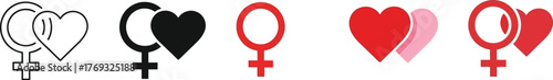 Diverse female love symbol set, showcasing unity and affection