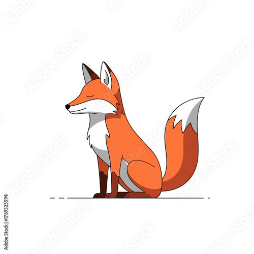 Charming cartoon fox with closed eyes sits serenely, radiating calm and playful woodland vibes for your projects.