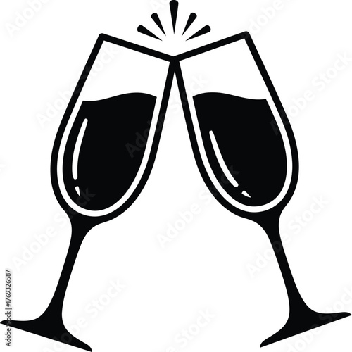 Two champagne glasses toasting, celebrating a special occasion