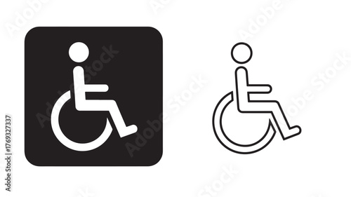 Accessible icon designs featuring a person in a wheelchair on transparent background silhouette