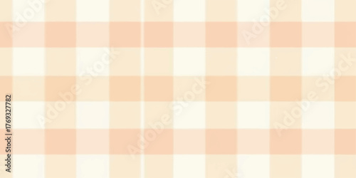 Soft pastel plaid pattern with gentle vertical and horizontal stripes in warm peach and cream colors creating a cozy and inviting texture