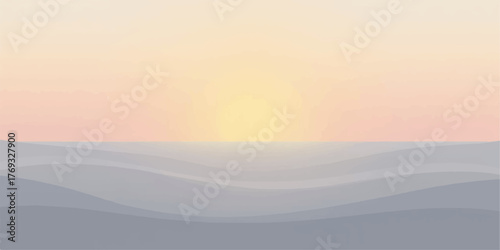 Soft pastel gradient sunset over calm ocean waves with a serene and peaceful atmosphere
