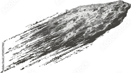 Textured grunge brush stroke with dynamic streaking effect isolated on white background, abstract graphic element