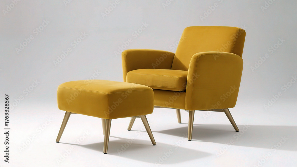 Obraz premium Yellow armchair and footstool set