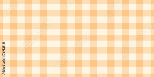 Softly blended pastel orange and cream plaid pattern with gentle gradient effect