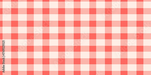 Seamless red and white gingham checkered pattern background for summer picnics and countryside themes