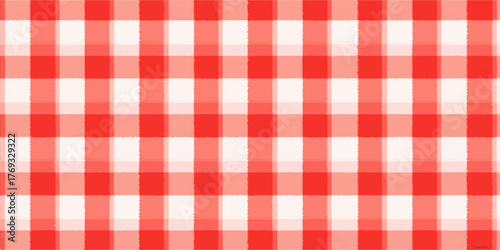 Classic red and white gingham plaid pattern seamless textile texture background