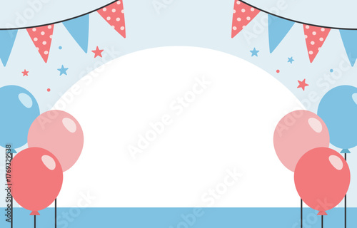 birthday party decoration background with bunting,balloon illustration