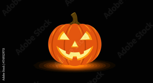 Enchanting glowing pumpkin character illuminating festive spooky night atmosphere