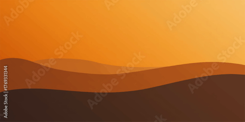 Abstract flowing landscape with rolling hills in warm orange and brown tones minimalist gradient background