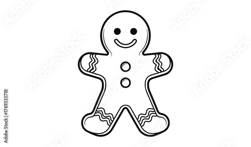 Simple outline drawing of a gingerbread man cookie