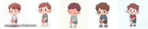 vector of a little boy with a sore throat