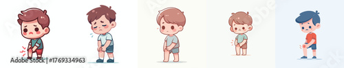 vector of a little boy with knee pain