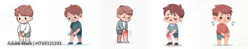 vector of a little boy with knee pain