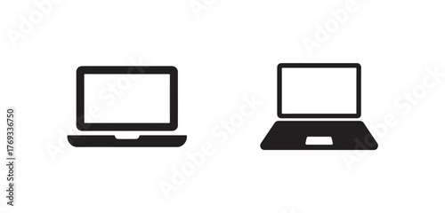 Minimalist laptop icon set, digital laptop devices icon, linear style for digital and print design, Vector illustration EPS 10.
