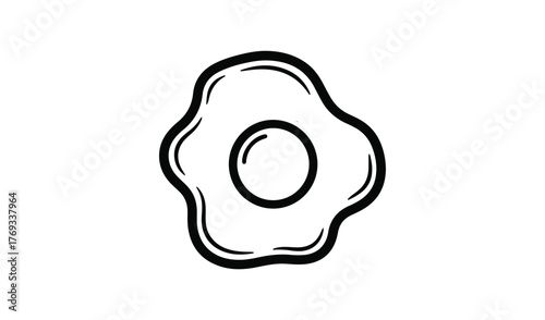 Hand drawn fried egg illustration isolated on white background