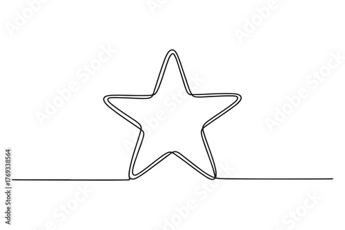 Continuous one line drawing of star minimalist outline vector illustration
