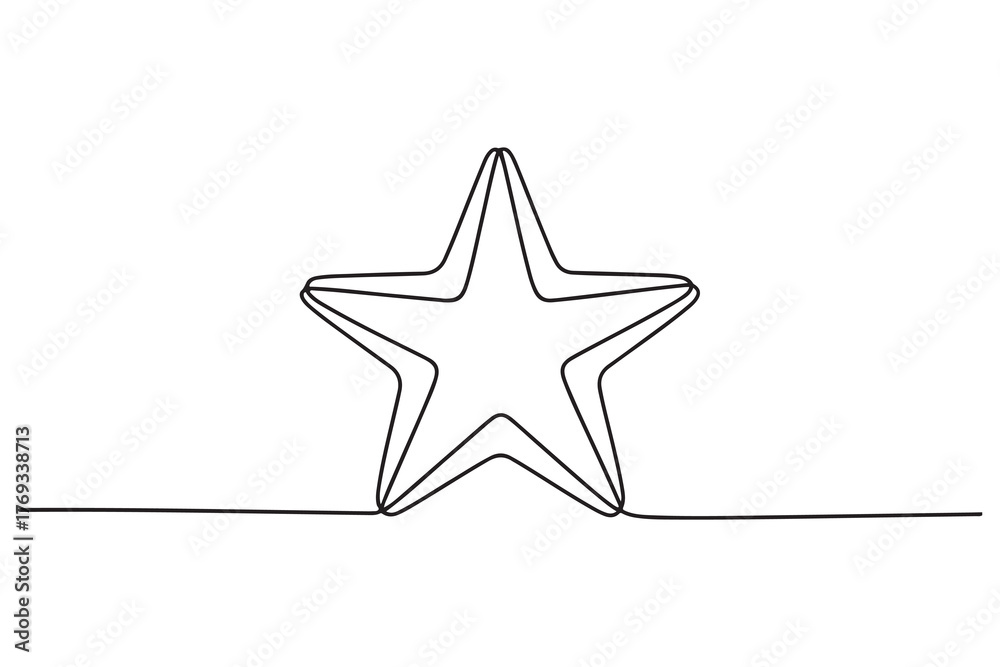 Obraz premium Continuous one line drawing of star minimalist outline vector illustration
