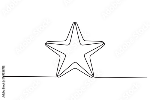 Continuous one line drawing of star minimalist outline vector illustration
