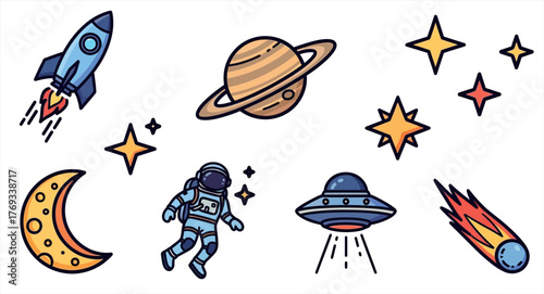 icon set space and austronot